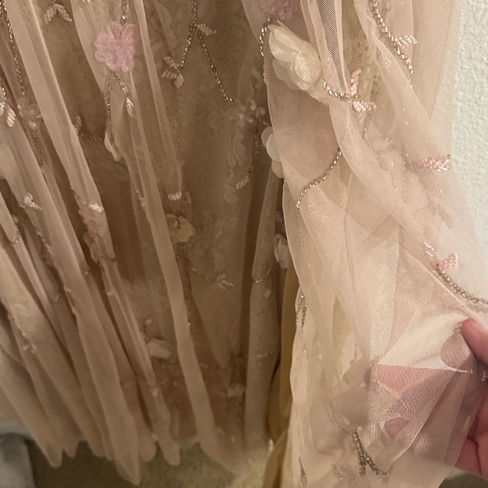 Mac Duggal Blush Floral Embroidered Gown - Picture 3 of 7